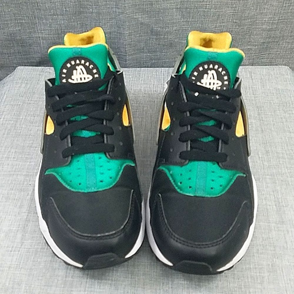 Nike Air Huarache black white emerald 318429-018 running sneakers, men's sz 7